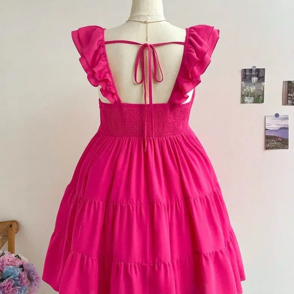 Pink Ruffle Sleeve Dress - Picture 2 of 2